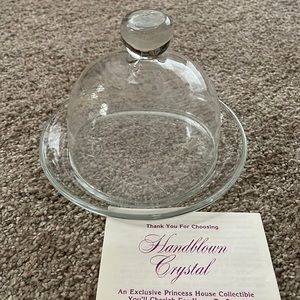 Never Used Small Covered Crystal Serving Dish